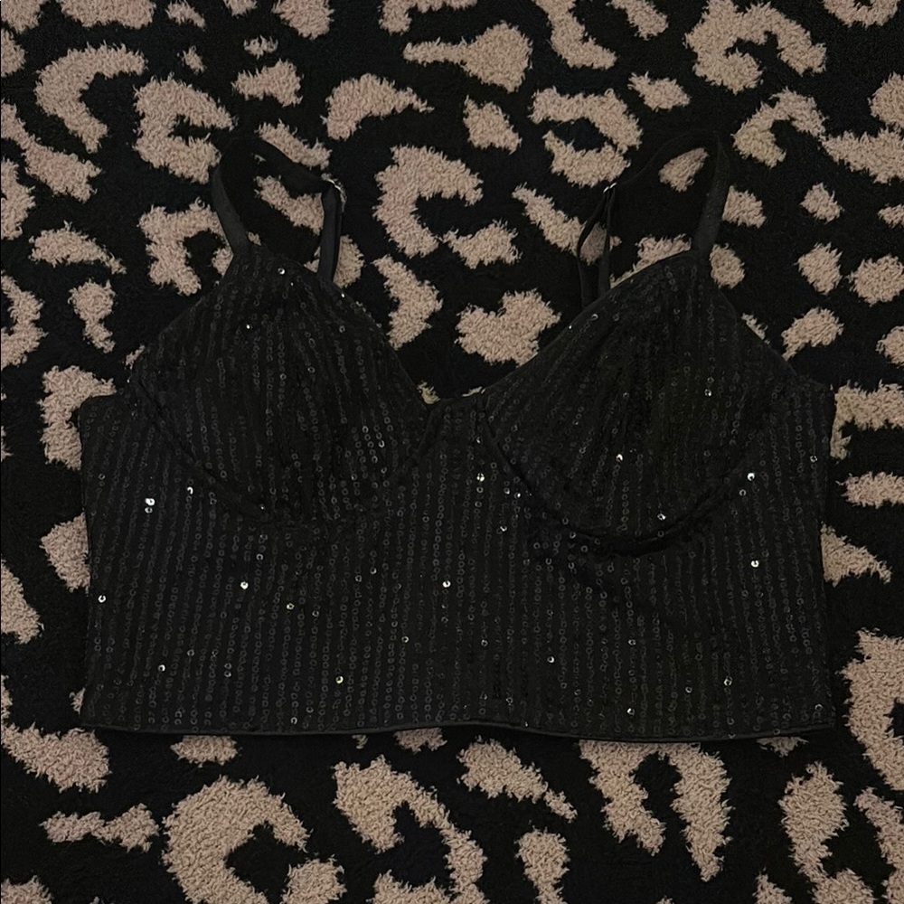 Black Sequin Women's Top